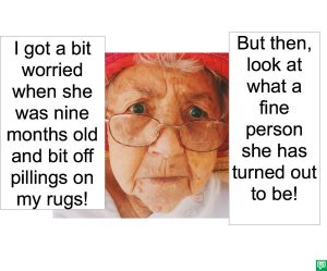 ANNA LOU VERY-PICKY'S GRANDMA PILLING ON RUGS